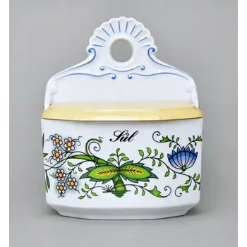 Dóza na potraviny Porcelánová slánka Cibulák barevný s textem Sůl