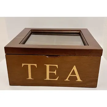 Dárková krabička Dřevěná krabička na čaj se sklem Tea M
