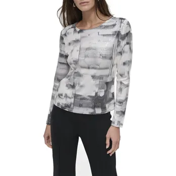 Dámské tričko TRIČKO DKNY L/S ALL OVER SEQUIN BLUR LIGHTS