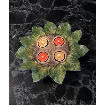 Věnec Keramický adventní věnec Listy 30 cm