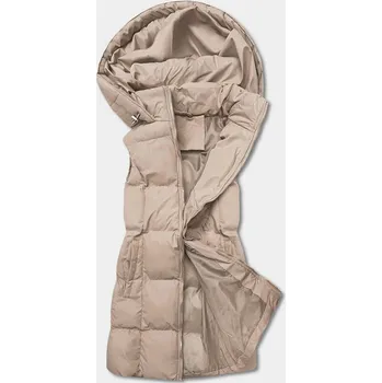 Dámská vesta Béžová péřová dámská vesta s kapucí P9E J.STYLE, odstíny béžové XL (42) i392_20968-53