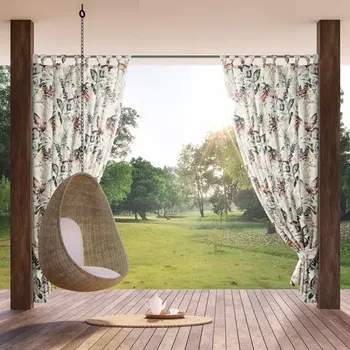 Závěs Venkovní voděodolný závěs na altán - bílý s motivem barevných listů Šířka: 155 cm | Délka: 240 cm