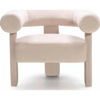 Křeslo Designové sametové křeslo HELLA světle béžové