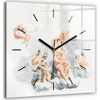 Hodiny Skleněné hodiny Sklo Nástěnné Tiché ručičky Kuchyně Andělé v nebi