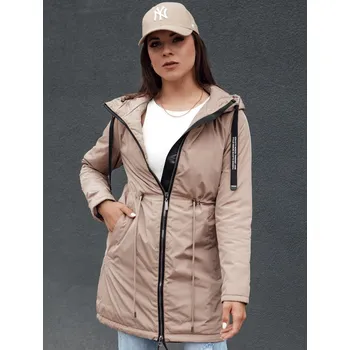 Dámská bunda Dámská béžová přechodová dlouhá bunda URBANJOY TY4386 Velikost: XL