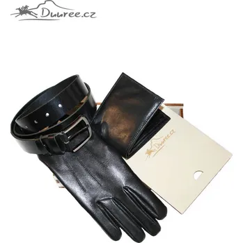 Peněženka Duuree.cz Dárkový set Pánské Rukavice Opasek Peněženka Barva: Černá, Velikost: 11 + opasek a peněženka