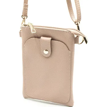 Kabelka Růžová dámská kožená kabelka na mobil ITA7071