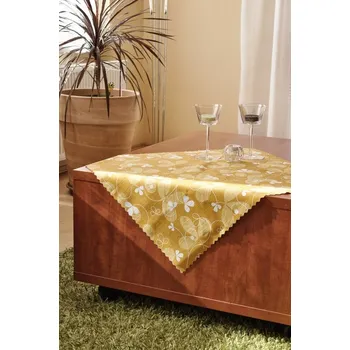 ubrus Polášek Holešov Ubrus teflon tisk 5537-1 100% polyester Žlutá Oranžová květiny 140x140