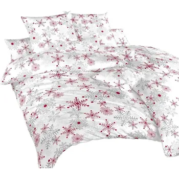 Povlečení Povlečení krep Vločky šedé 240x200, 2x70x90 cm