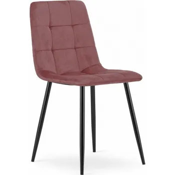 Jídelní židle Set dvou jídelních židlí KARA sametové růžové / černé nohy (2ks)