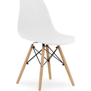 Jídelní židle Set tří jídelních židlí OSAKA bílé (hnědé nohy) (3ks)