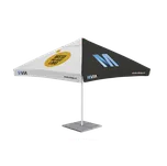 MVIA Moravia Propag Reklamní slunečník s potiskem YOUR_DESIGN_HERE Rozměr: 3 × 3 m, Barva hliníkové kostry: Bílá, s volánem