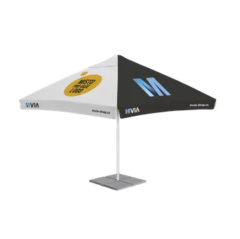 Stínicí technika MVIA Moravia Propag Reklamní slunečník s potiskem YOUR_DESIGN_HERE Rozměr: 3 × 3 m, Barva hliníkové kostry: Bílá, s volánem
