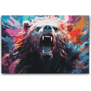 Malování podle čísel - Rozzuřený medvěd Velikost: 40x60cm, Rámování: Pouze srolované plátno