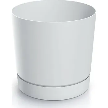 Plastový květináč TUBOS P s miskou bílý matný, varianta 17,8 cm
