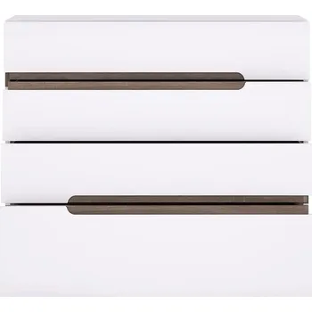 Obývací stěna Komoda, bílá extra vysoký lesk HG / dub sonoma tmavý truflový, LYNATET TYP 44