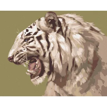 zuty Zuty - Malování Podle Čísel - Řvoucí Bílý Tygr Portrét (D. Rusty Rust), 40X50 Cm, Plátno+Rám