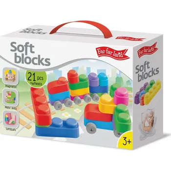 Díl pro stavebnice Stavebnice Far far land Soft Blocks Plus Wheels 21 pcs + 16 wheels