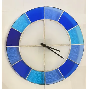 Hodiny Hodiny na zeď Vitrážové kruh modré
