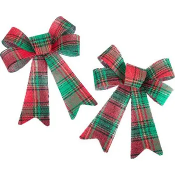 Vánoční ozdoba Vánoční dekorace BOWE mašle, károvaná 711107 (2 ks)