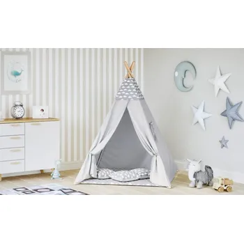 Dětský stan Dětský stan Tipi obláčky šedý/šedý