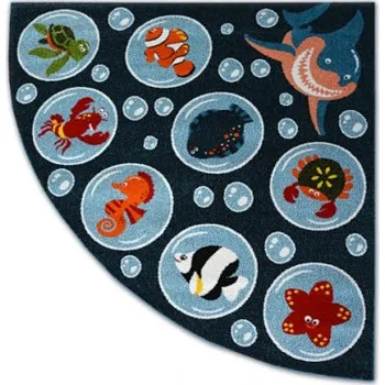 Koberec Koberec PAINT čtvrtkruh G4778 - Oceán nebeský / krém