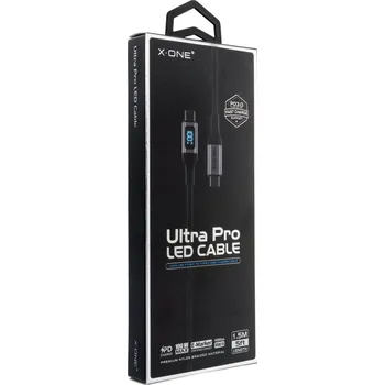 Datový kabel Datový kabel X-ONE Ultra Pro LED - typ C na C - černý 5A max. 100W
