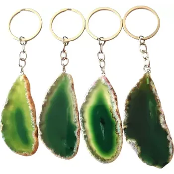 Klíčenka exkluzivní achátový plátek zelený