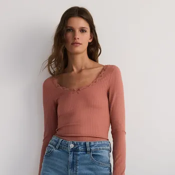 Reserved - Dlouhý rukáv s mašlí - světle fialová - 371FS-34X - 371FS-34X-XL