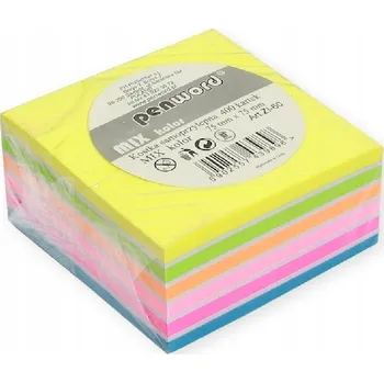 Samolepící bloček KANCELÁŘSKÁ KOSTKA SAMOLEPICÍ 75x75 MIX NEONOVÝ 400 LISTŮ PENWORD