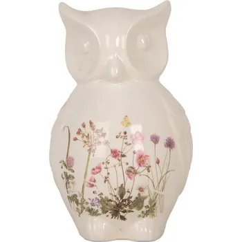 Keramická dekorace sova s lučními květy Flowers of Love L - 14*13*22 cm