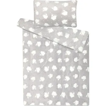Povlečení Povlečení mikroflanel Ovečky světle šedé 140x200, 70x90 cm