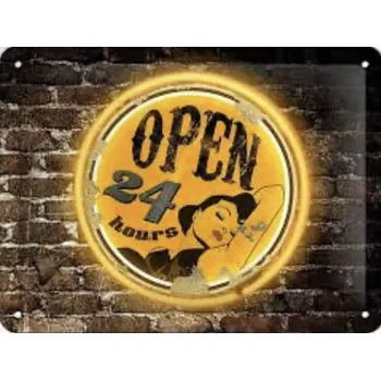 Plechová cedule Plechová cedule Open 24 hour