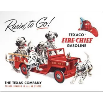 Plechová cedule Plechová cedule Texaco Gasoline Fire chief Dalmatin auto