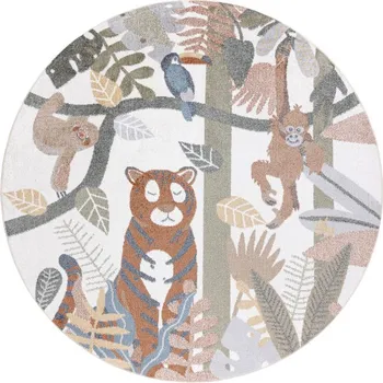Koberec Koberec BONO 8426 džungle, krémový / zlatý, kruh