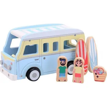 Dřevěná hračka Herní set Jouéco Dřevěný plážový retro karavan 7 ks 18 m+