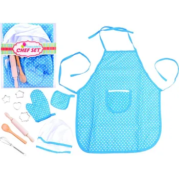 Dětská kuchyňka Dětská kuchyňská sada s modrou zástěrou 11 ks