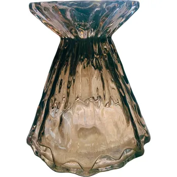 Váza Mica Decorations Laurens skleněná váza 16cm hnědá vlnky