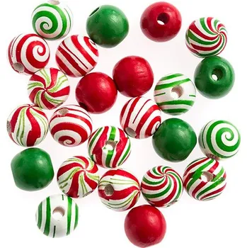 Dětské navlékací korálky DP Craft Dřevěné malované korálky 1,6cm 24ks