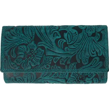 Módní doplněk WILD Kožená dámská velká peněženka WILD By Loranzo - zelená - ornament