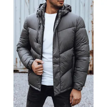 Pánská tmavě šedá zimní bunda s odepínací kapucí TX4834 Velikost: 3XL/56
