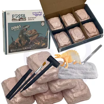 Dřevěná hračka WOOPIE sada vykopávek 6v1 dinosauří kostry malého archeologa