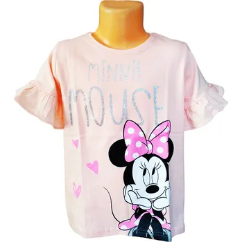 Dívčí tričko Eplusm Tričko MINNIE krátký rukáv s volánkem růžové Barva: Růžová, Velikost: 122