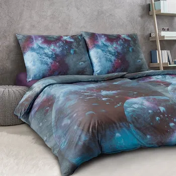 Povlečení Povlečení satén Geon Vesmír šedomodrá 140x200, 70x90 cm
