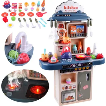 Dětská kuchyňka Dětská interaktivní kuchyňka s troubou a umyvadlem Modrá