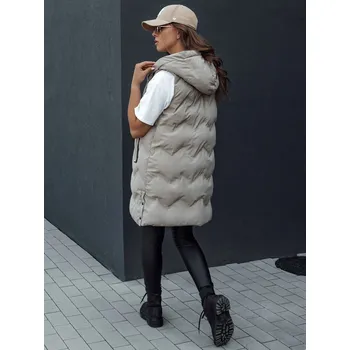 Béžová dámská prošívaná vesta s kapucí TAMIRA TY4528 Velikost: 2XL