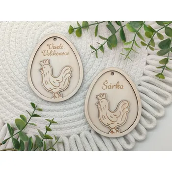 Velikonoční dekorace Dřevěné velikonoční 3D vajíčko - Slepička