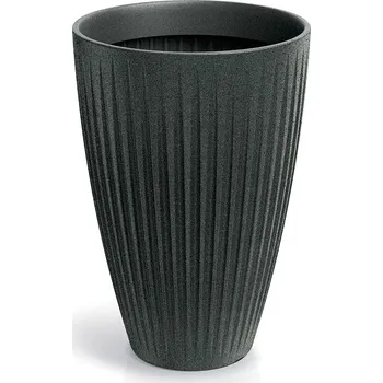 Květináč Vysoký květináč LATIE ROUND II 40 cm granitově černý