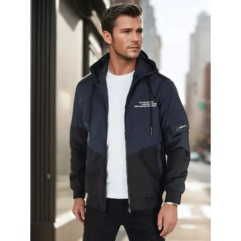 Modro-černá pánská přechodová bunda s kapucí a potiskem TX5026 Velikost: 2XL