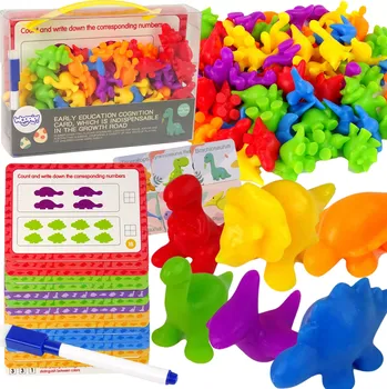 Dřevěná hračka WOOPIE Edukační Sada Nauka Počítání Montessori Dino Skládačka 95 ks